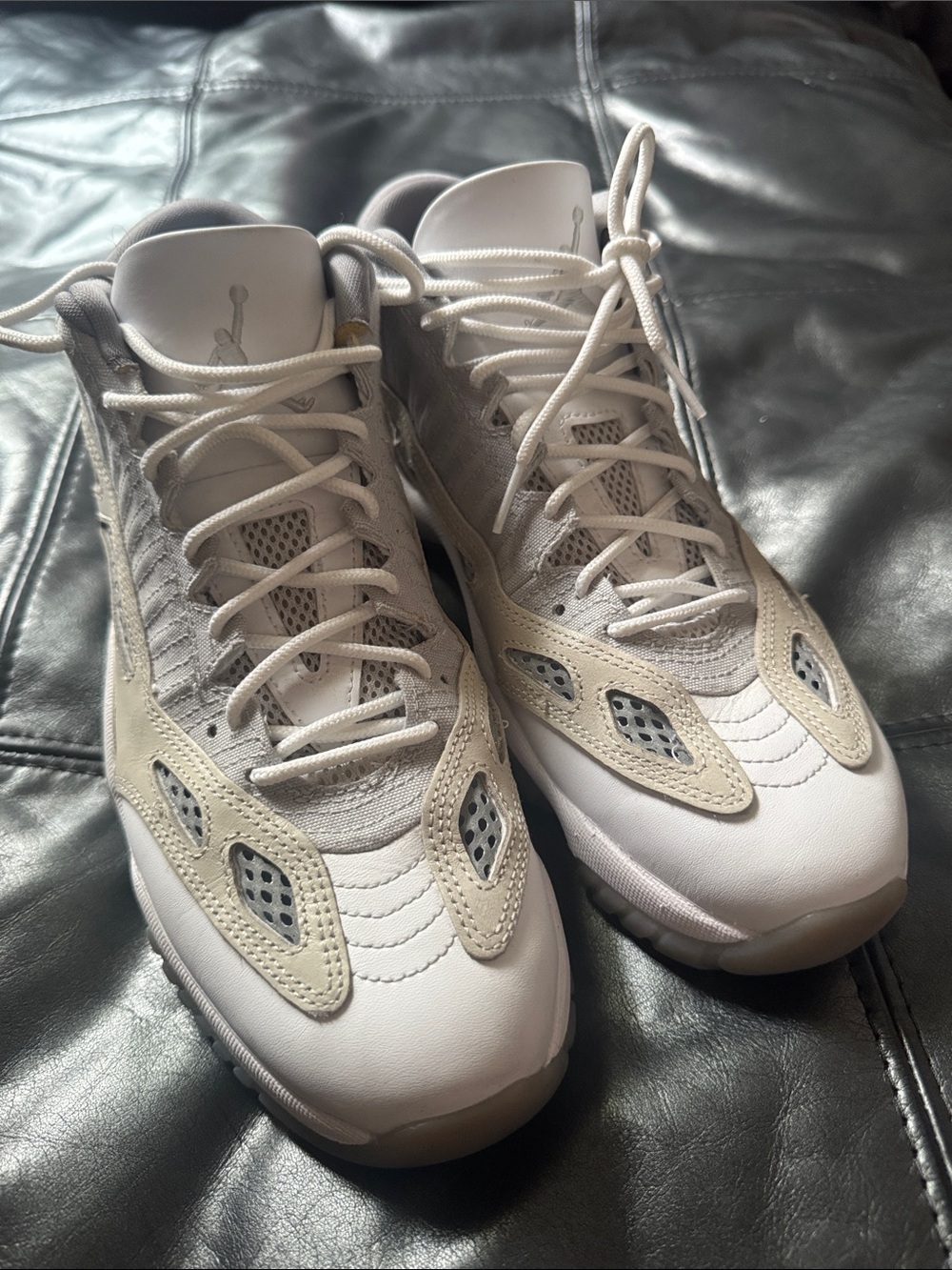 Jordan Men's White and Light Beige Athletic Sneakers
